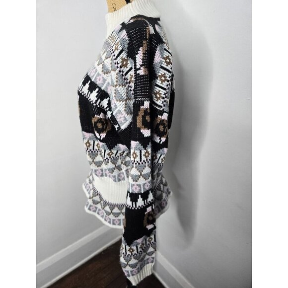 Vintage Fair Isle Grey Pink Cinched Waist Sweater - Picture 2 of 11